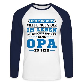 Nichts toppt es eine Opa zu sein - Unisex Baseballshirt langarm - Weiß/Navy - Vorne - Nik (191cm)