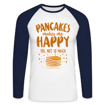 Pancake Lover Kids Pancakes Makes - Unisex Long Sleeve Baseball T-Shirt - white/navy - Front - Nik (191cm)