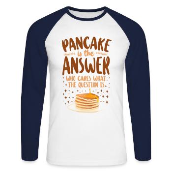 Pancake Lover Kids Pancake Is The - Unisex Long Sleeve Baseball T-Shirt - white/navy - Front - Nik (191cm)