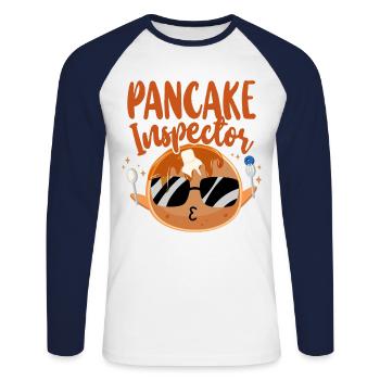 Pancake Lover Kids Pancake - Unisex Long Sleeve Baseball T-Shirt - white/navy - Front - Nik (191cm)