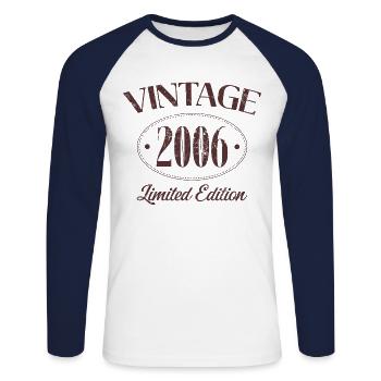 Vintage 2006 Limited Edition Birthday 2006 - Unisex Long Sleeve Baseball T-Shirt - white/navy - Front - Nik (191cm)