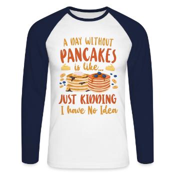 Amoureux des crêpes Les enfants Une journée sans - T-shirt baseball manches longues Homme - blanc/marine - Devant - Nik (191cm)