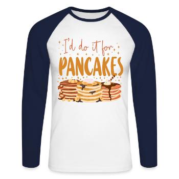 Les enfants amateurs de crêpes, je le fais pour le - T-shirt baseball manches longues Homme - blanc/marine - Devant - Nik (191cm)