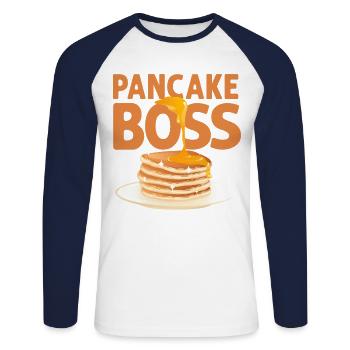 Pancake Lover Kids Pancake - Unisex Long Sleeve Baseball T-Shirt - white/navy - Front - Nik (191cm)