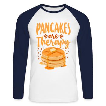 Pancake Lover Kids Pancakes Are - Unisex Long Sleeve Baseball T-Shirt - white/navy - Front - Nik (191cm)