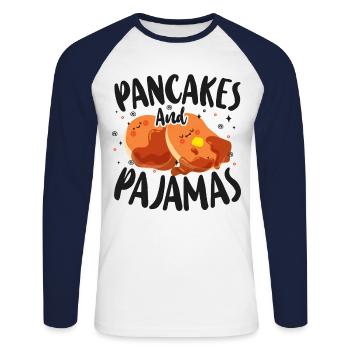 Pancake Lover Kids Pancakes & - Unisex Long Sleeve Baseball T-Shirt - white/navy - Front - Nik (191cm)
