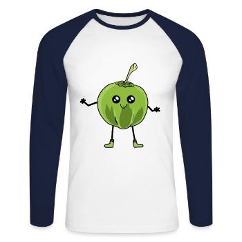 Noix de Noix de Kawai Fruit Fruit Végétarien - T-shirt baseball manches longues Homme - blanc/marine - Devant - Nik (191cm)