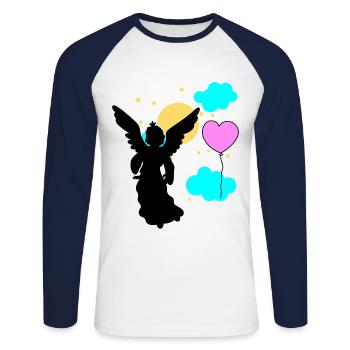 Heaven Angel Beyond End Death Funeral - Unisex Long Sleeve Baseball T-Shirt - white/navy - Front - Nik (191cm)