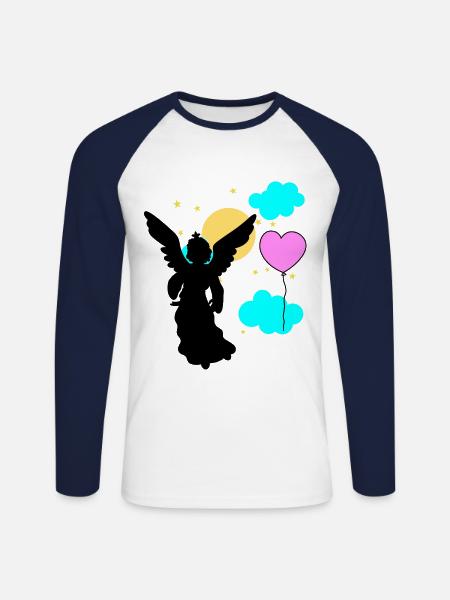 Heaven Angel Beyond End Death Begravelse - Langærmet herre-baseballshirt - hvid/marineblå