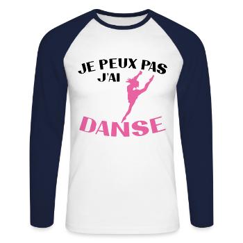 Je Peux Pas J'ai Danse Femme Cadeau - T-shirt baseball manches longues Homme - blanc/marine - Devant - Nik (191cm)