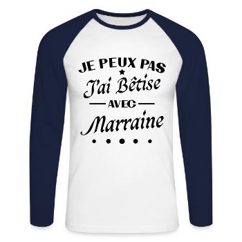 Ich kann nicht, ich bin dumm mit Patentante - Unisex Baseballshirt langarm - Weiß/Navy - Vorne - Nik (191cm)