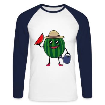 Melons, Gardener, Farmer, Gardening, Hobby Gardener, Fruit - Unisex Long Sleeve Baseball T-Shirt - white/navy - Front - Nik (191cm)