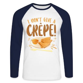 Pancake Lover Kids Pun I Don't - Unisex Long Sleeve Baseball T-Shirt - white/navy - Front - Nik (191cm)