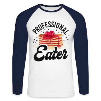 Pancake Lover Kids Professional - T-shirt baseball manches longues Homme - blanc/marine - Devant - Nik (191cm)