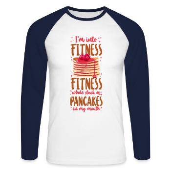 Les enfants amateurs de crêpes que j’aime - T-shirt baseball manches longues Homme - blanc/marine - Devant - Nik (191cm)