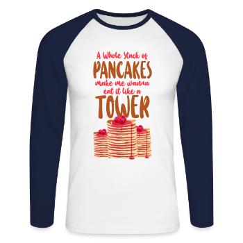 Pancake Lover Kids A Whole Stack - Unisex Baseballshirt langarm - Weiß/Navy - Vorne - Nik (191cm)