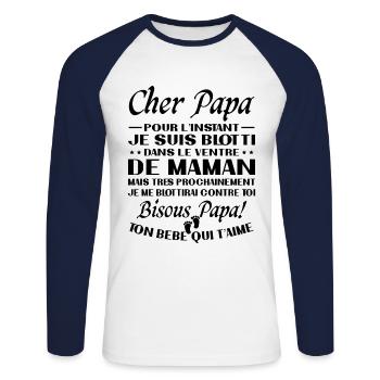 Originelle Schwangerschaftsanzeige für werdende Väter - Unisex Baseballshirt langarm - Weiß/Navy - Vorne - Nik (191cm)