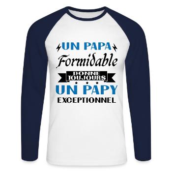 Terrific Dad Always Gives Exceptional Grandpa - Unisex Long Sleeve Baseball T-Shirt - white/navy - Front - Nik (191cm)