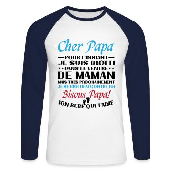 Originelle Schwangerschaftsanzeige für werdende Väter - Unisex Baseballshirt langarm - Weiß/Navy - Vorne - Nik (191cm)