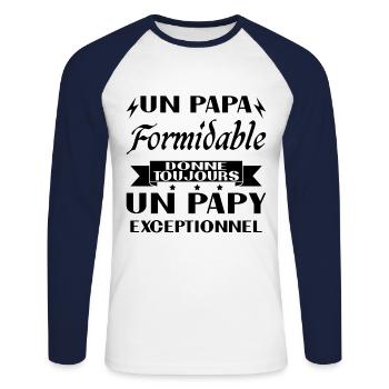 Toller Papa gibt immer außergewöhnlichen Opa - Unisex Baseballshirt langarm - Weiß/Navy - Vorne - Nik (191cm)