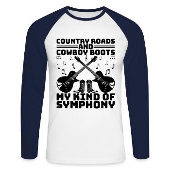Comté Musique Vintage Amateur de musique Western Country C - T-shirt baseball manches longues Homme - blanc/marine - Devant - Nik (191cm)
