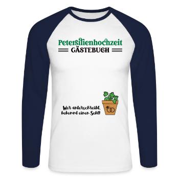 Petersilienhochzeit Jahrestag 12,5 Jahre Ehe - Unisex Baseballshirt langarm - Weiß/Navy - Vorne - Nik (191cm)