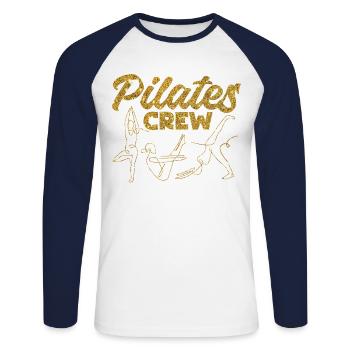 Instructeur de Pilates Professeur de Pilates - T-shirt baseball manches longues Homme - blanc/marine - Devant - Nik (191cm)