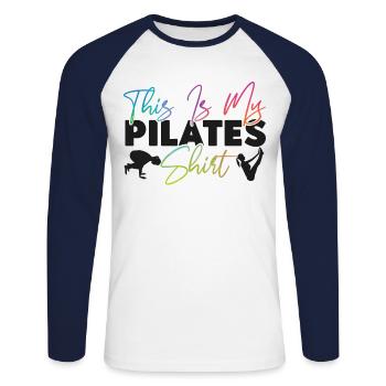 Instructeur de Pilates Professeur C’est - T-shirt baseball manches longues Homme - blanc/marine - Devant - Nik (191cm)
