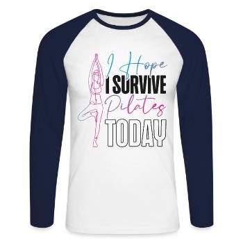 Pilates Instructor Teacher I Hope - Unisex Baseballshirt langarm - Weiß/Navy - Vorne - Nik (191cm)