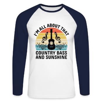 Comté Musique Vintage Amateur de musique Western Country C - T-shirt baseball manches longues Homme - blanc/marine - Devant - Nik (191cm)