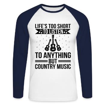 Comté Musique Vintage Amateur de musique Western Country C - T-shirt baseball manches longues Homme - blanc/marine - Devant - Nik (191cm)