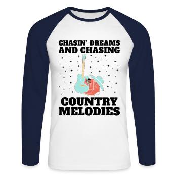 Comté Musique Vintage Amateur de musique Western Country C - T-shirt baseball manches longues Homme - blanc/marine - Devant - Nik (191cm)