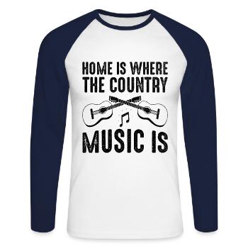 Comté Musique Vintage Amateur de musique Western Country C - T-shirt baseball manches longues Homme - blanc/marine - Devant - Nik (191cm)