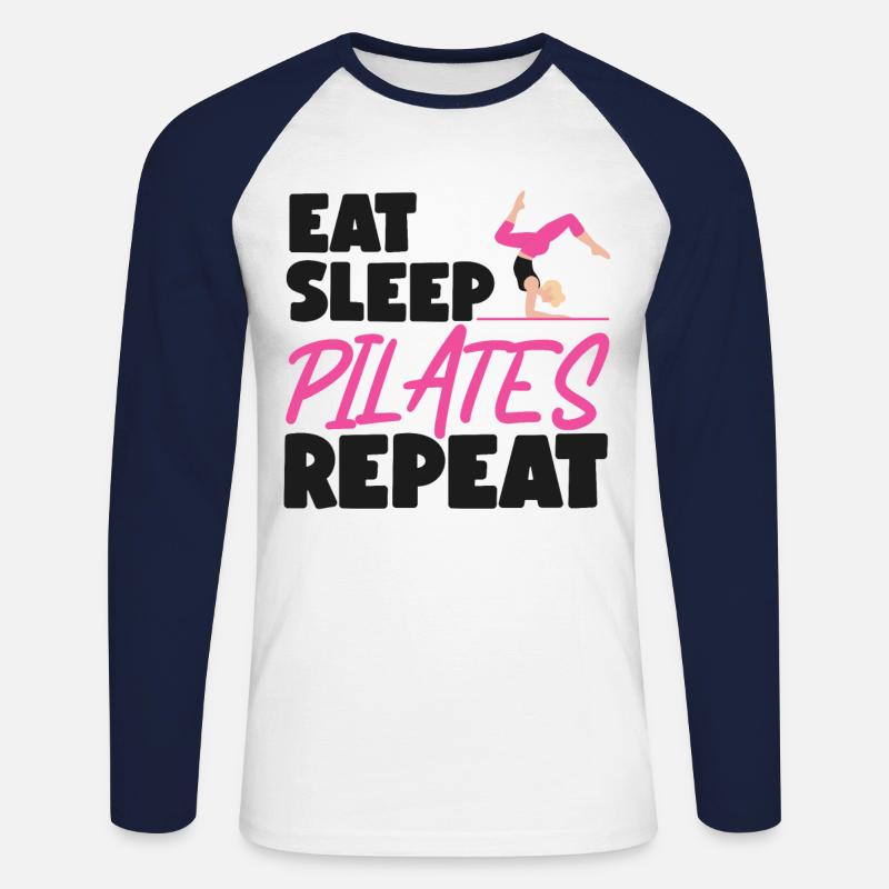 Pilates Instructor Teacher Eat - Unisex Baseballshirt langarm - Weiß/Navy