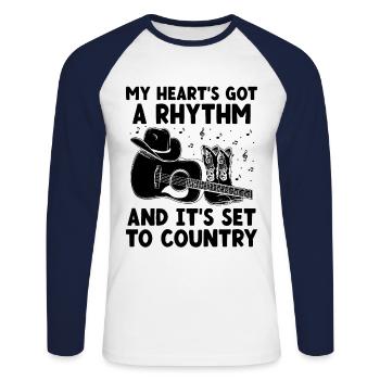Comté Musique Vintage Amateur de musique Western Country C - T-shirt baseball manches longues Homme - blanc/marine - Devant - Nik (191cm)