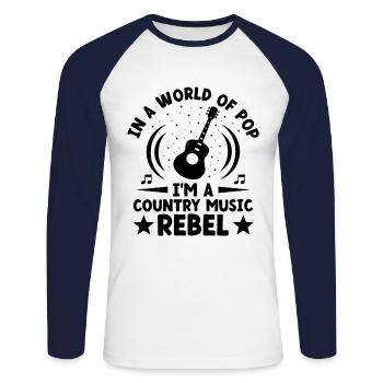 Comté Musique Vintage Amateur de musique Western Country C - T-shirt baseball manches longues Homme - blanc/marine - Devant - Nik (191cm)