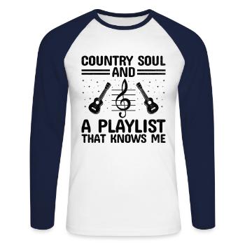 Comté Musique Vintage Amateur de musique Western Country C - T-shirt baseball manches longues Homme - blanc/marine - Devant - Nik (191cm)