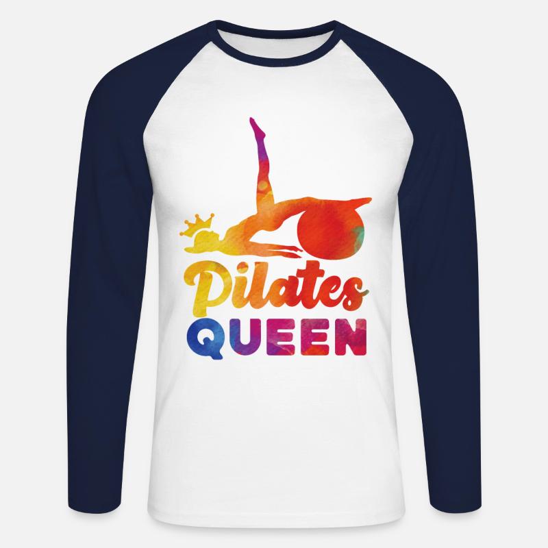 Pilates Instructor Teacher Queen - Unisex Baseballshirt langarm - Weiß/Navy