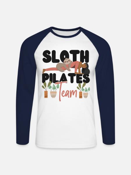 Pilates Instructor Teacher Sloth - Unisex Long Sleeve Baseball T-Shirt - white/navy
