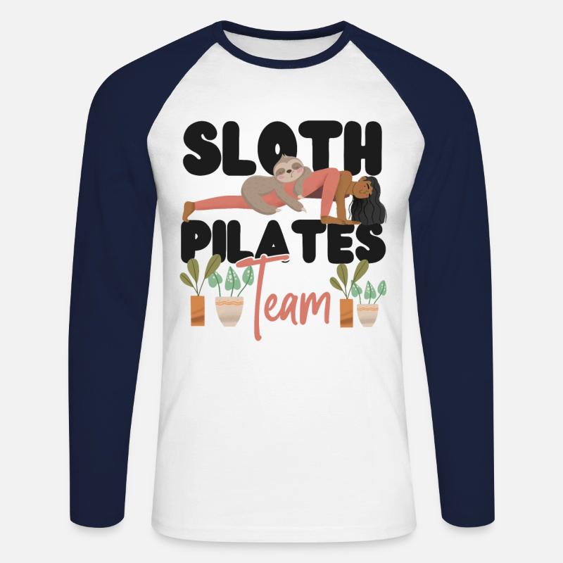Pilates Instructor Teacher Sloth - Unisex Baseballshirt langarm - Weiß/Navy
