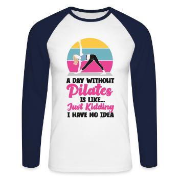 Instructeur de Pilates Professeur Retro A - T-shirt baseball manches longues Homme - blanc/marine - Devant - Nik (191cm)