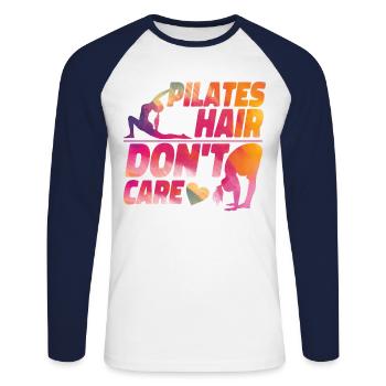 Instructeur de Pilates Enseignante Fille - T-shirt baseball manches longues Homme - blanc/marine - Devant - Nik (191cm)