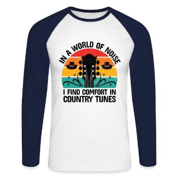 Comté Musique Vintage Amateur de musique Western Country C - T-shirt baseball manches longues Homme - blanc/marine - Devant - Nik (191cm)