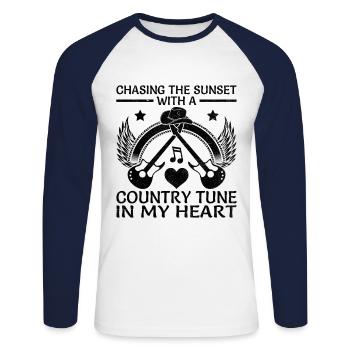 Comté Musique Vintage Amateur de musique Western Country C - T-shirt baseball manches longues Homme - blanc/marine - Devant - Nik (191cm)