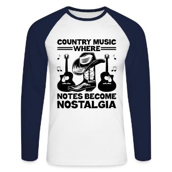 Comté Musique Vintage Amateur de musique Western Country C - T-shirt baseball manches longues Homme - blanc/marine - Devant - Nik (191cm)