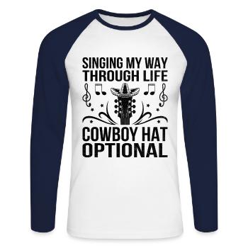 Comté Musique Vintage Amateur de musique Western Country C - T-shirt baseball manches longues Homme - blanc/marine - Devant - Nik (191cm)