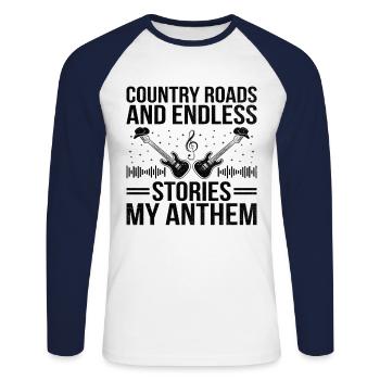 County Music Vintage Music Lover Western Country C - T-shirt baseball manches longues Homme - blanc/marine - Devant - Nik (191cm)