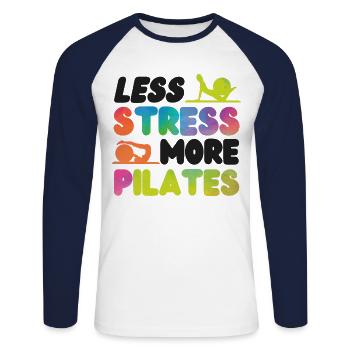 Instructeur de Pilates Enseignant - T-shirt baseball manches longues Homme - blanc/marine - Devant - Nik (191cm)