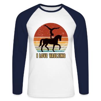 I Love Vaulting Voltigieren Pferde Sport Volti - Unisex Baseballshirt langarm - Weiß/Navy - Vorne - Nik (191cm)