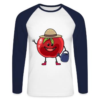 Tomato Gardener Farmer Hobby Gardener Watering Can - Unisex Long Sleeve Baseball T-Shirt - white/navy - Front - Nik (191cm)